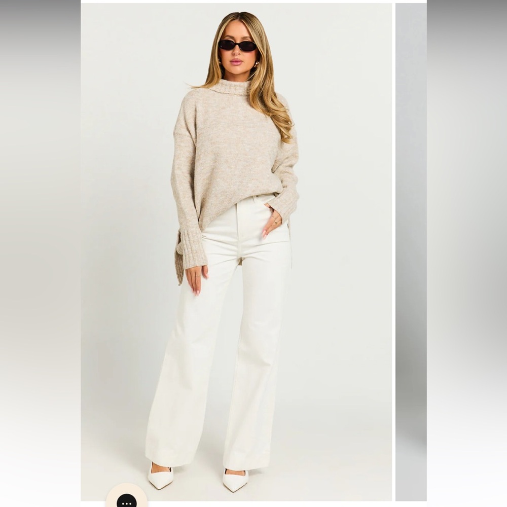 Showpo Cream Turtleneck Sweater